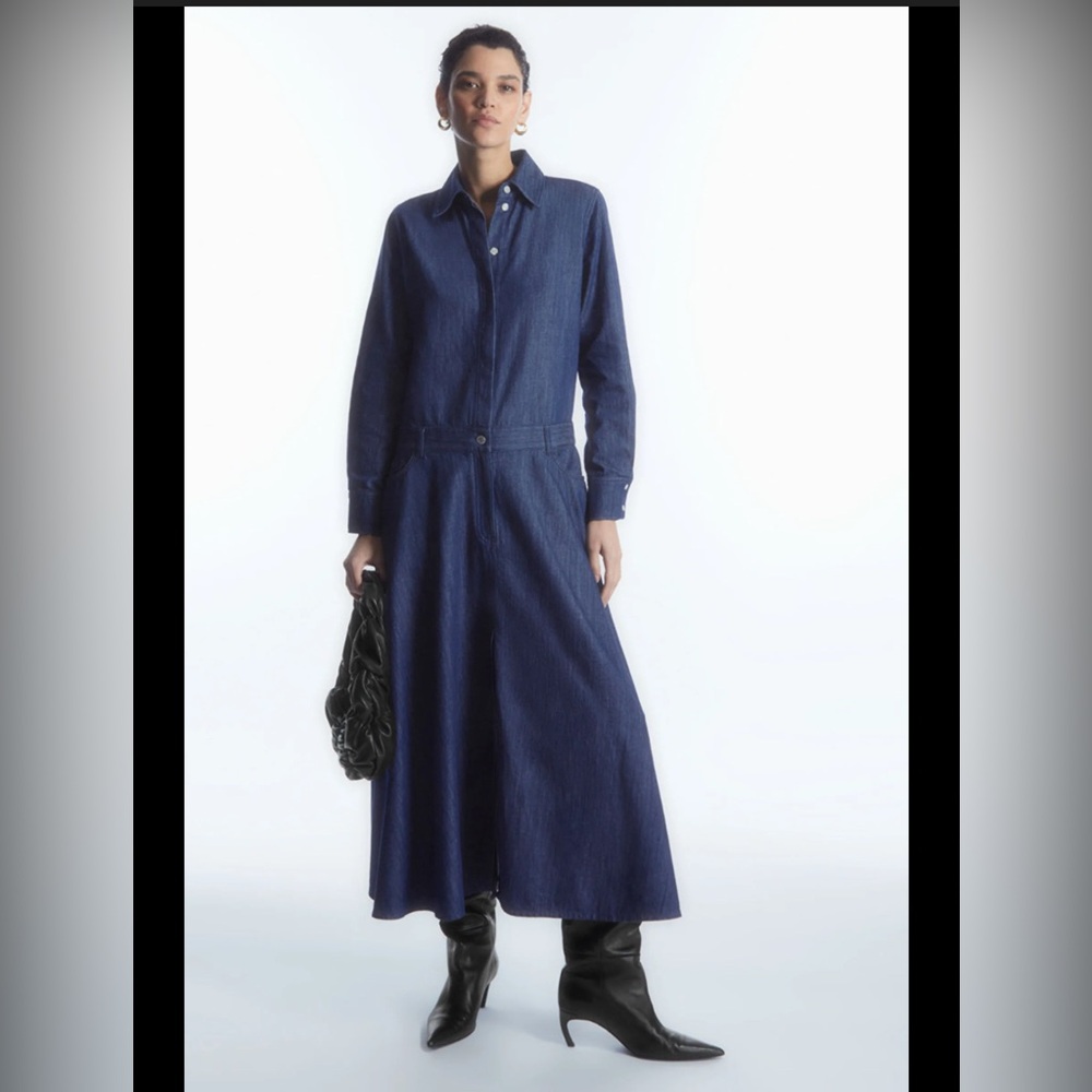 COS DENIM MAXI SHIRT DRESS SIZE 6